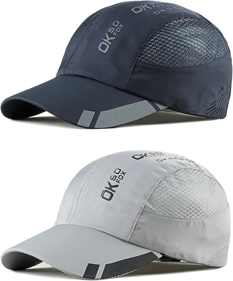 2 Pcs Baseball Cap Herren Damen, Schnelltrocknend Basecap Running Cap mit Atmungsaktivem Mesh Unisex, Leichtgewicht Schildmütze Verstellbar Draußen Kappen Sonnenhut Cappy für Golf Reisen Laufen