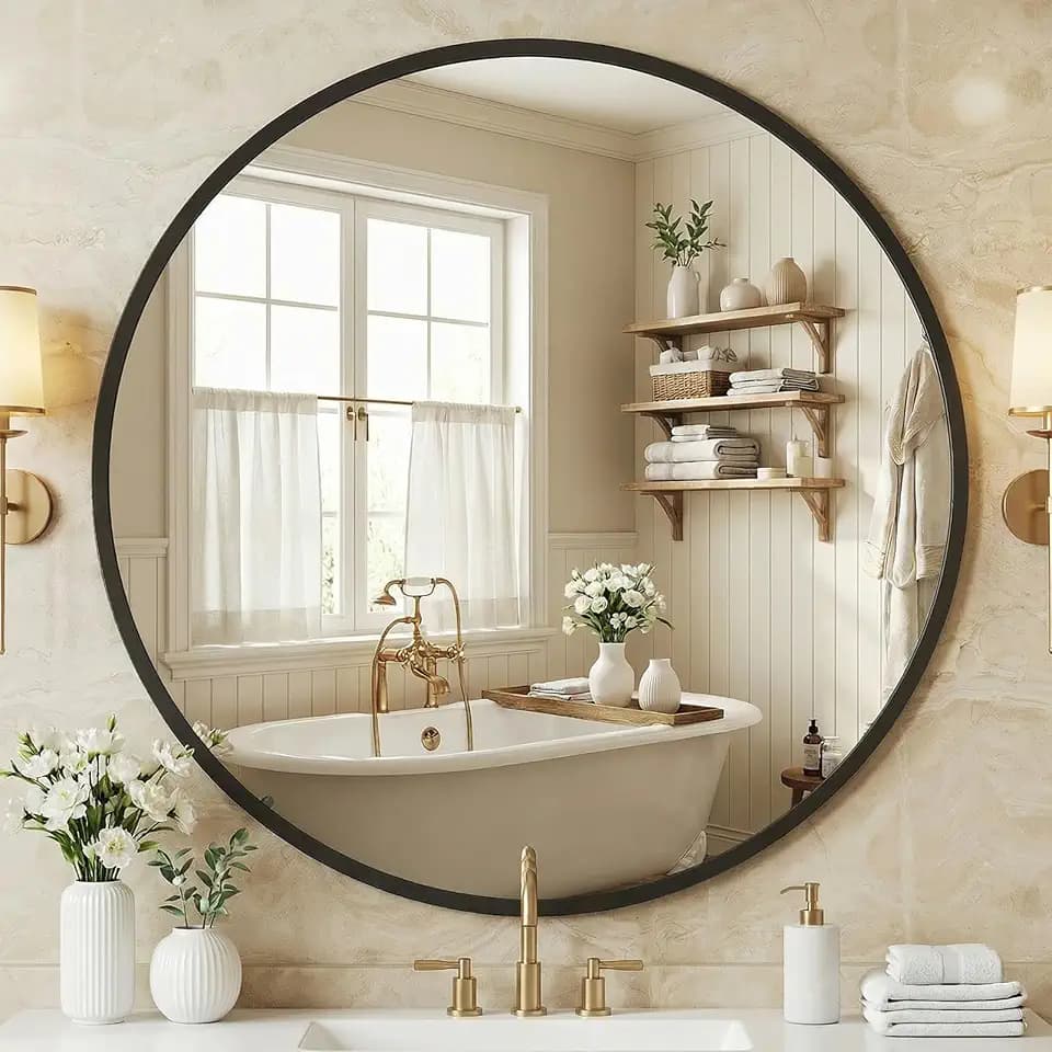 NEWBULIG 36 Inch Round Wall Mirror, Bathroom Mirrors for Over Sink