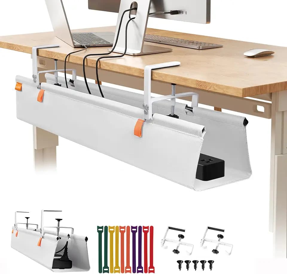 Under Desk Cable Management Tray No Drill,36Inch Cable Management,White
