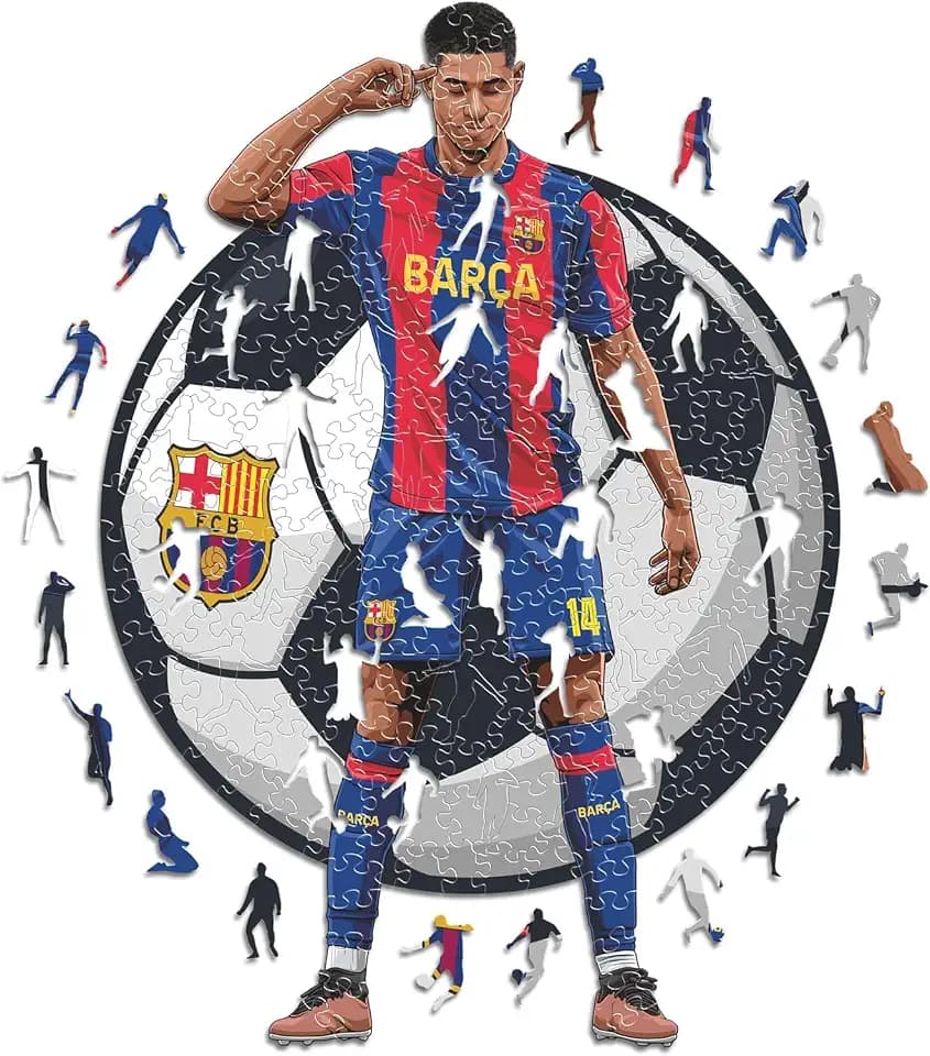 Iconic Puzzles - Barcelona, ​​​​Marcus Rashford, offiziell Lizenziertes Holzpuzzle, 100% nachhaltig, Geschenk für Erwachsene und Kinder, Größe L, 500 Teile
