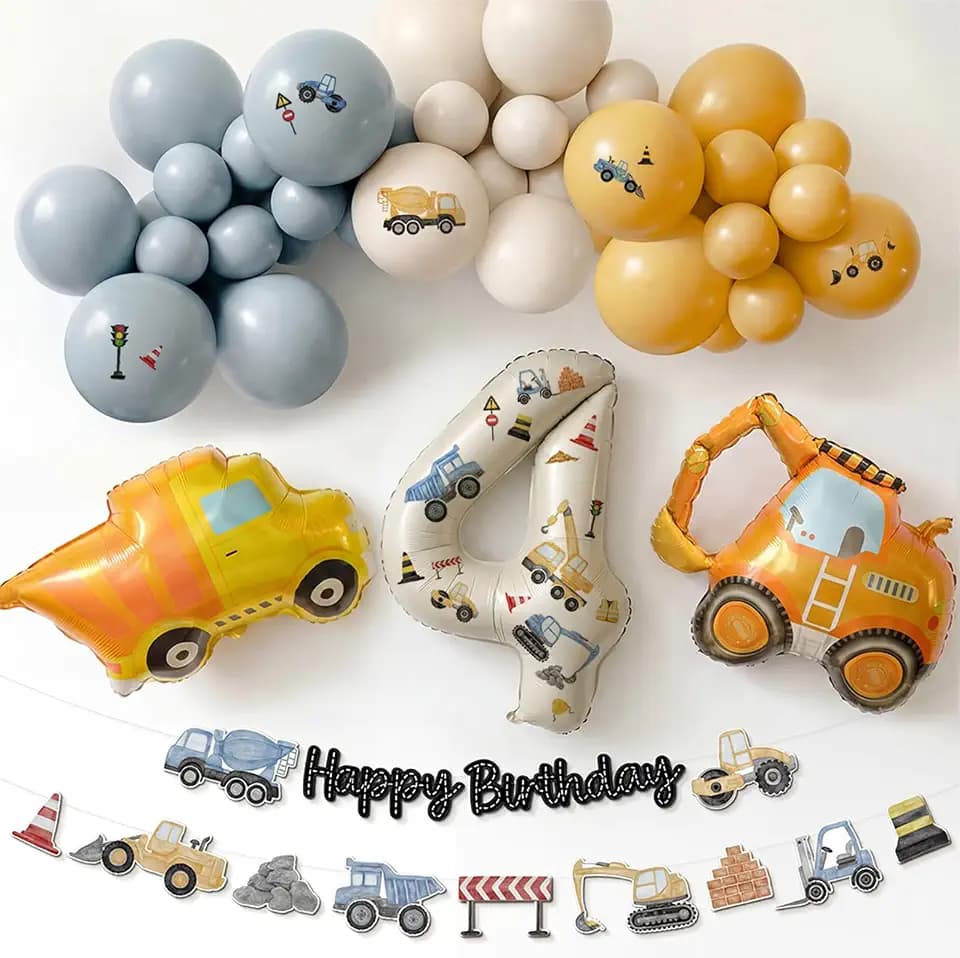 Bagger Geburtstag Deko 4 Jahre, 48 Stück Geburtstagsdeko 4 Jahre Junge