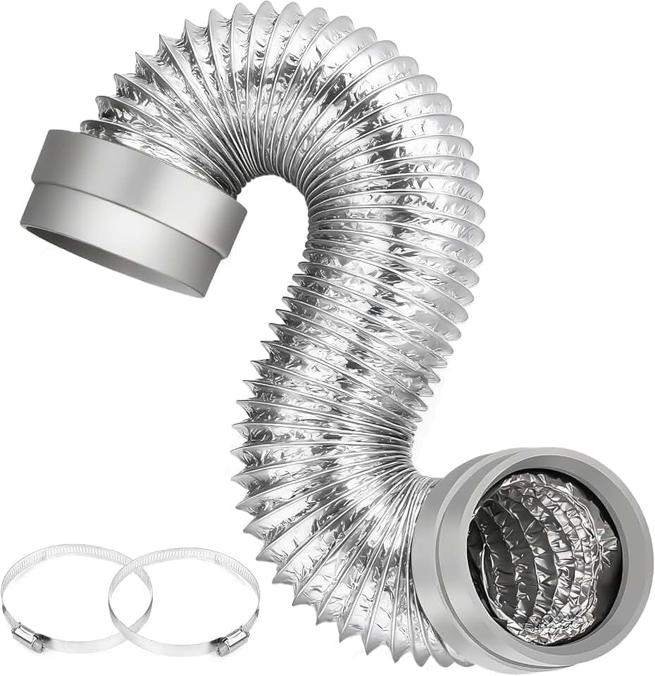 MATEWORK 5FT Dryer Vent Hose 4 Inch, Heavy Duty Aluminum with Rubber Seals