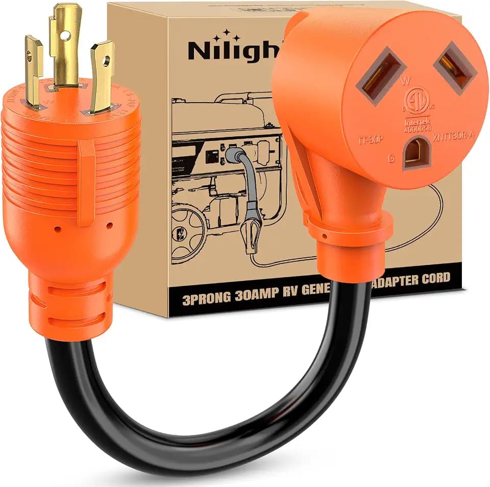 Nilight 30 Amp to 30 Amp RV Generator Adapter Cord ETL Listed L5-30P TT-30R