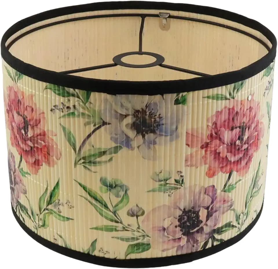 E27 Drum Lampshade Flower Pattern Chandelier Lamp Shade, 11.8"×7.9"
