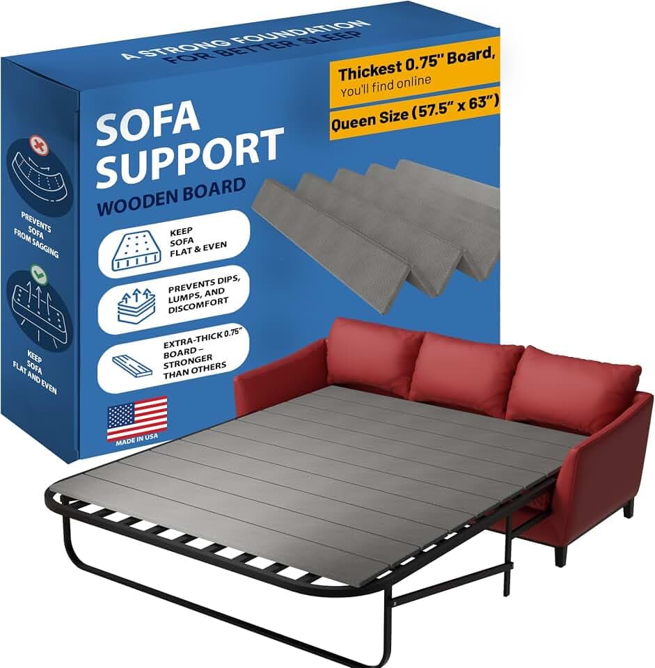 Treaton, Heavy Duty Sleeper Sofa Support Slats, 63" x 57.5" Wood Base to Fix Sagging Seats, Reinforced Under Cushion Panel for Sofas and Bed Support, Pull Out Couch Mattress Board, Easy Installation