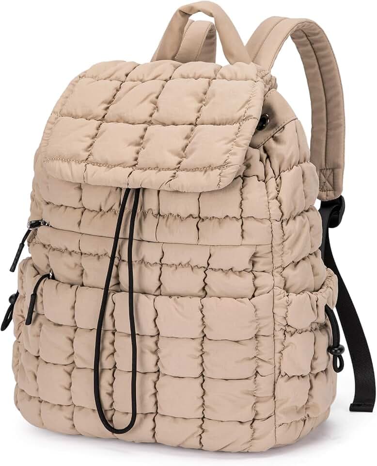 CLUCI Puffy Quilted Backpack Purse for Women, Casual Lightweight Daypack for Women Travel