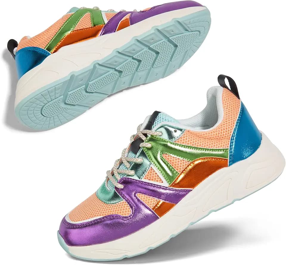 LUCKY STEP Women Fashion Platform Walking Sneakers