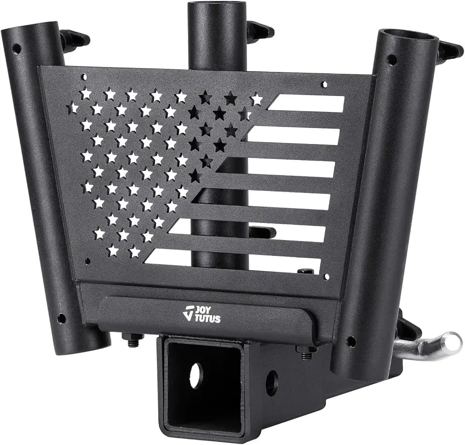 JOYTUTUS Triple Hitch Flag Pole Holder for Standard 2 Inch Receivers, Fits Truck SUV RV Pickup Camper Trailer Hitch Mount Flagpole Holder with Hitch Receiver