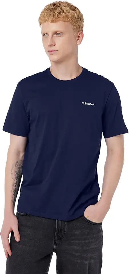 Calvin Klein Herren T-Shirt Kurzarm Micro Logo mit Rundhalsausschnitt
