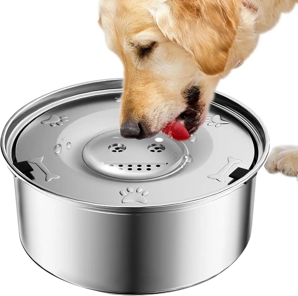 Wassernapf für Hunde, auslaufsicher 3L Edelstahl, Futternapf für große Hunde, langsames Trinken, spritzwassergeschützt, Wasserspender, schwimmender Napf, schmutzfrei (3L)