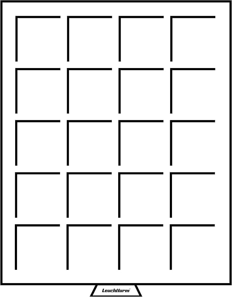 Leuchtturm 306945 MB Münzbox 48 x 48 mm - Eckige Fächer für große Münzen und Medaillen - Rauchfarben