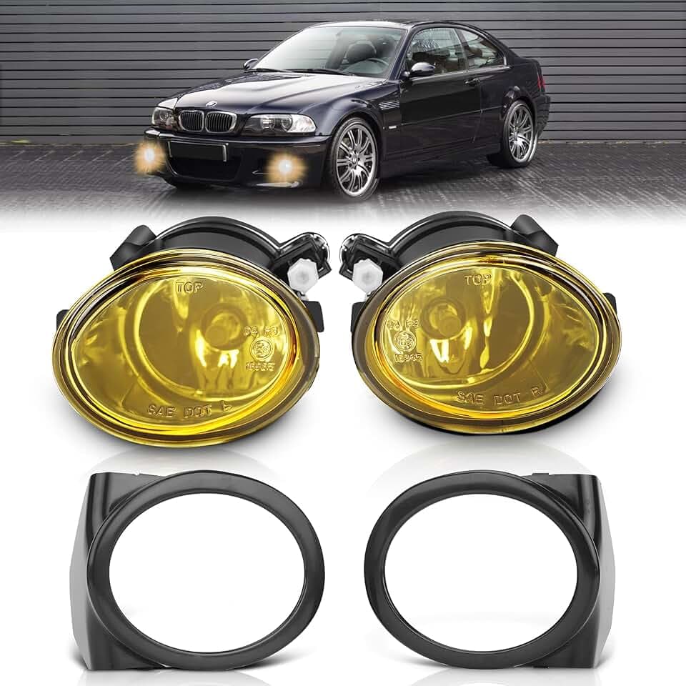 TangMiGe Nebelscheinwerfer für BMW (E46 E39 M-Tech Stoßstange M Sport Paket) 3er 5er M3 M5, 09/2000-12/2007, (HB SDN WGN CPE CONV), HB4, 1 Paar, Gelb Objektiv
