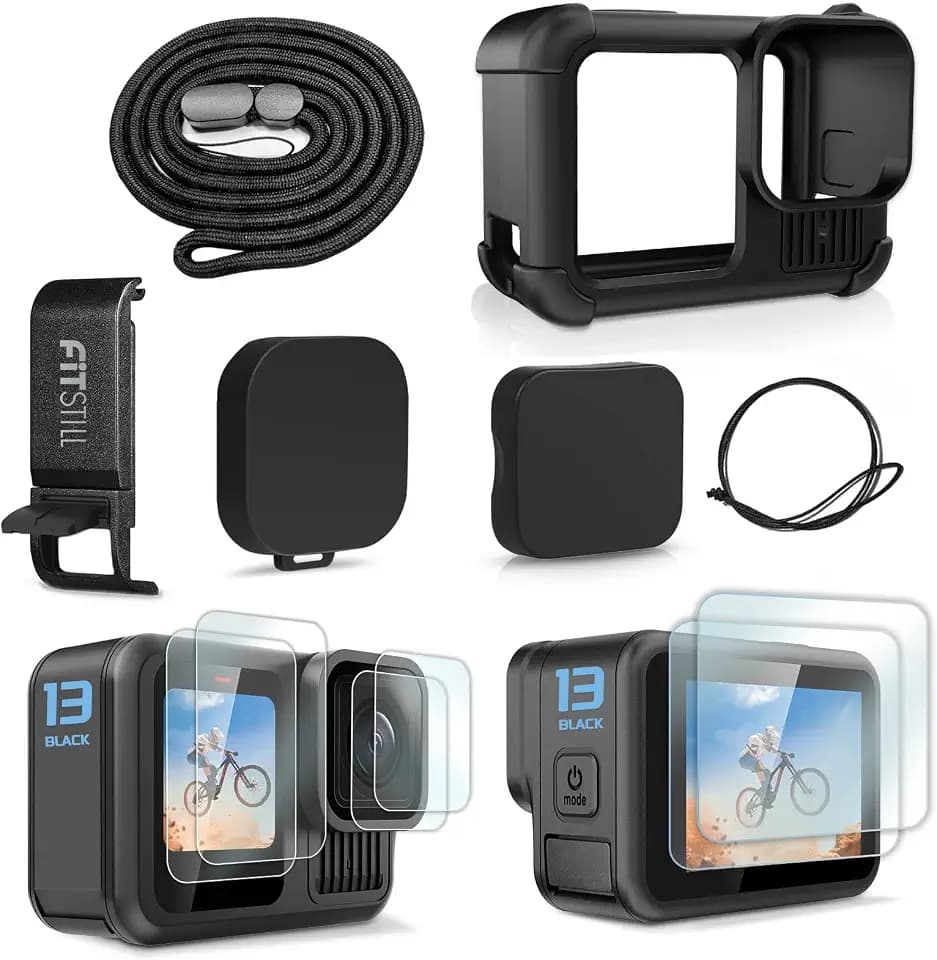 FitStill Silicone Sleeve Protective Case Set for Go Pro Hero 13 Black