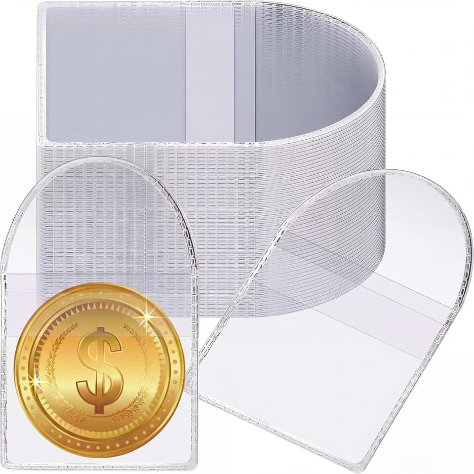 Eaasty 150 Pcs Plastic Coin Sleeves Clear Holder Single Pocket,Polygon