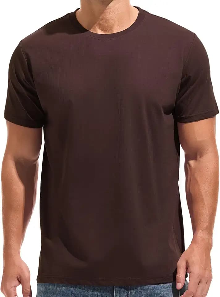 KLIEGOU Men's T-Shirts - Premium Cotton Vertical Grain Texture Tees - 75% Cotton Micro-Stretch 190 GSM Crew Neck T Shirt