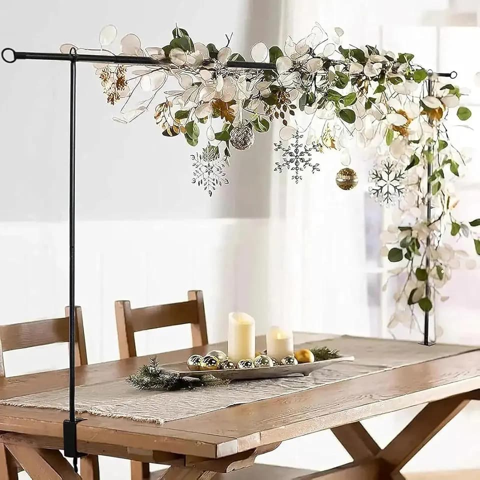 Over the Table Rod Stand with Clamps, Table Banner Stand for Event Decor