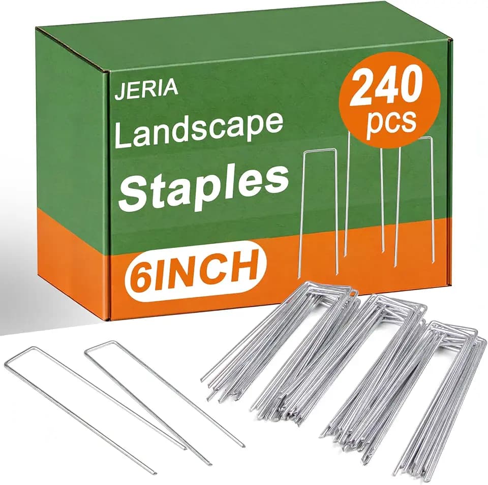 JERIA 6 Inch 240 Pack U-Shaped Galvanized Garden Stakes
