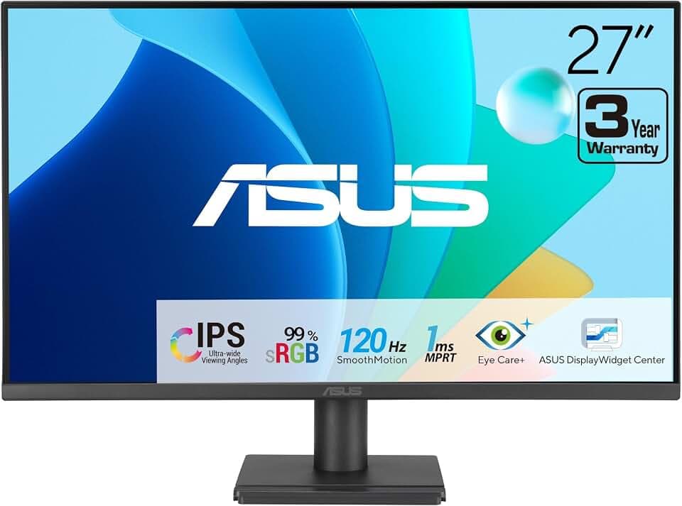 ASUS VA279HG 27 Inch 1080P 120Hz Eye Care Gaming Monitor, HDMI, VGA