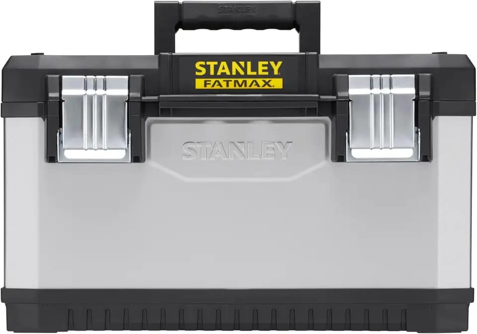 Stanley FatMax Werkzeugkoffer / Werkzeugbox (20", 50x29x30cm, Trage mit Bi-Material Griff, robuste Box aus Metall-Kunststoff mit rostfreien Schließen, Koffer mit Aussparung) 1-95-615