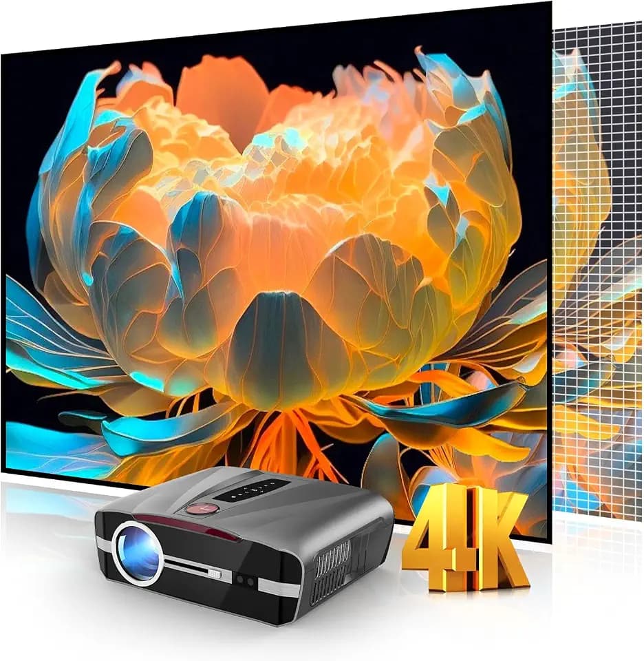 4K Beamer Ultra HD 1800 ANSI Tageslicht Projektor Heimkino HDR WiFi 6 Bluetooth NFC Smart Android Beamer Autofokus/Trapezkorrektur HDMI 2.1 USB WLAN Streaming Apps Kino Gaming Film Indoor Outdoor