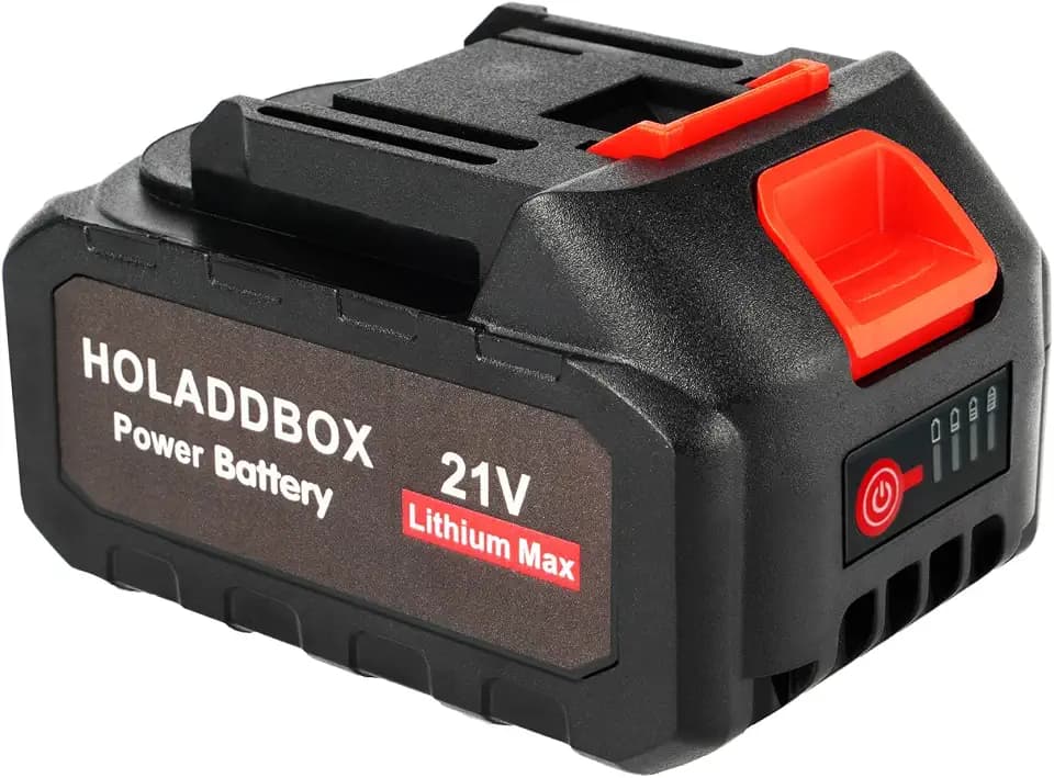 21 V Lithium-Batterie – 4,0 Ah Ersatzakku mit LED-Anzeige, kompatibel mit Laubbläser und Mini-Kettensäge, kabellos, 10,2 cm/15,2 cm