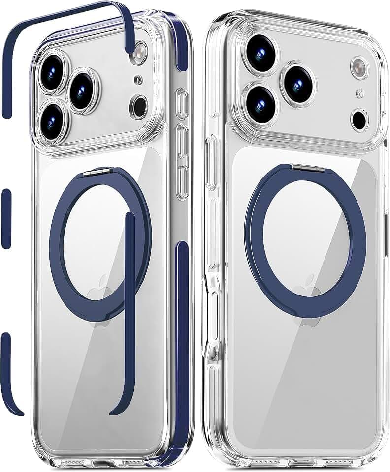 Magnetic for iPhone 18 Pro/17 Pro Case with 360° Spin Stand Blue