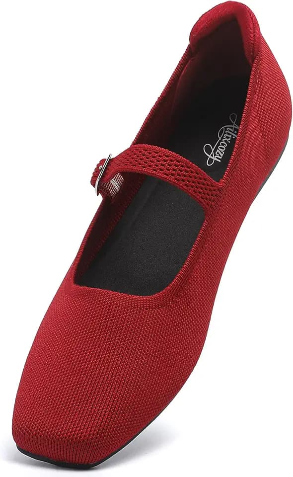 Ballerinas damenn, Mit Quadratischer Zehenpartie Mary Jane Schuhe, Komfortable Verstellbare Riemen Waschbare Casual Büro Schuhe