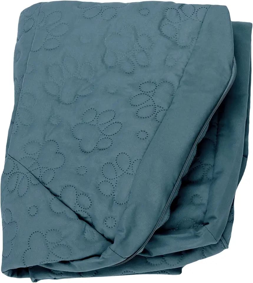 Furhaven Replacement Dog Bed Cover Pinsonic Quilted Paw L Shaped Chaise, Machine Washable - Bluestone, Large