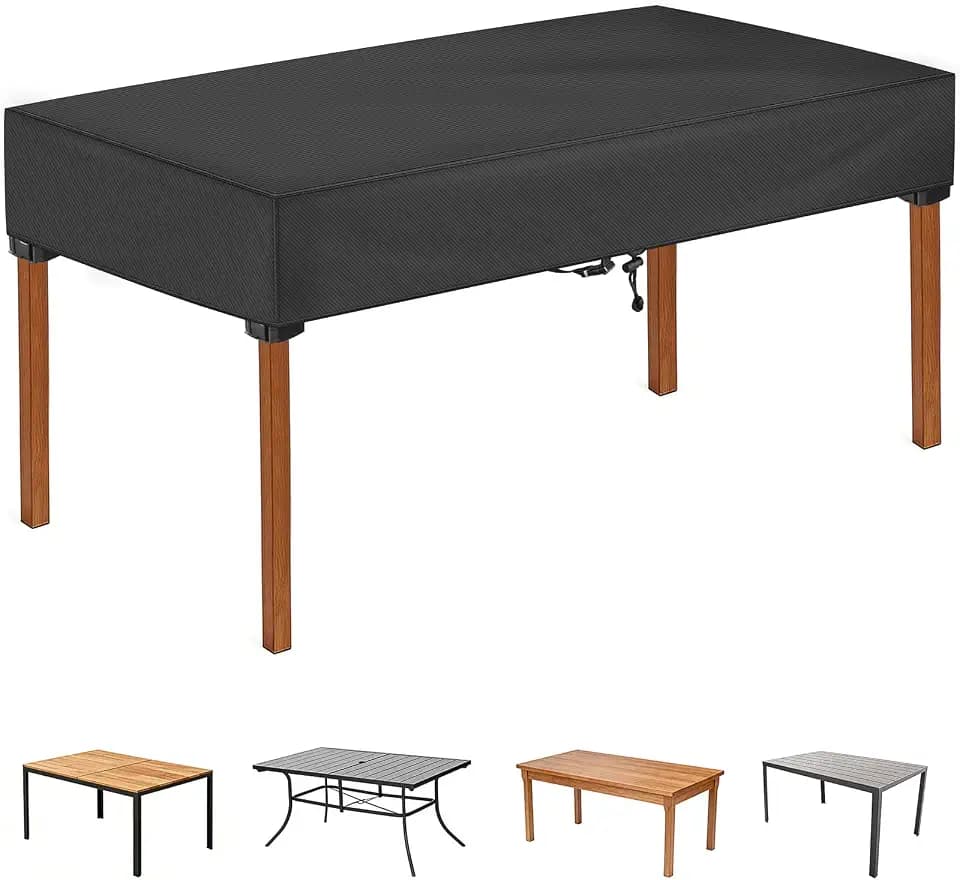 SUNICO Outdoor Table Covers Rectangle Waterproof For Patio,60x38x6in,Black