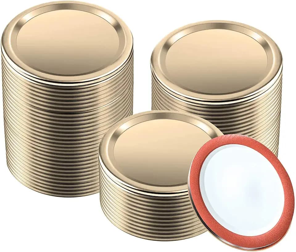 200pcs Regular Mouth Canning Lids,70mm Mason Jar Lids for Canning, Reusable Leak Proof Split-type Gold Lids, Food Grade Material (70mm, Gold)