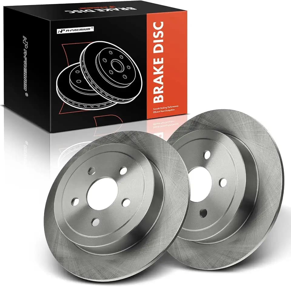 A-Premium 10.63 Inch (270mm) Rear Solid Disc Brake Rotors, 2-Pack