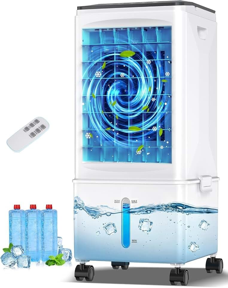 Portable Air Conditioners, Portable AC Unit, Evaporative Air Cooler w/2.5Gal Tank, Fast Cooling, 3 Speeds, Windowless Air Conditioner w/7H Timer, Swamp Cooler for Room Home Office Garage