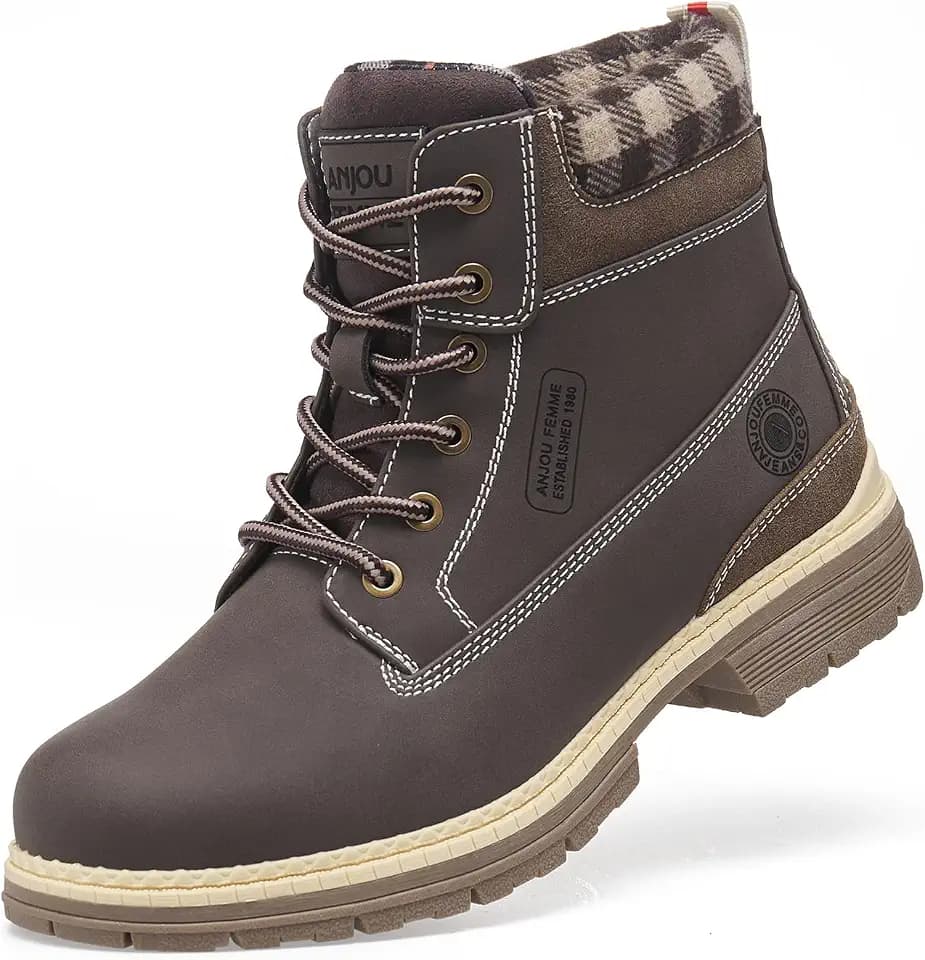 ANJOUFEMME Outdoor Hiking Boots for Women Waterproof - Womens Ankle Boots Lightweight Snow Winter Boots for Trekking Walking