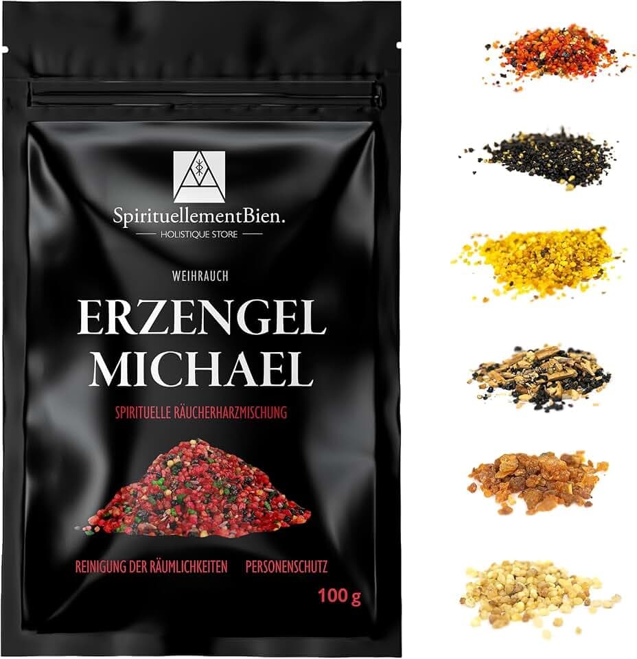 Weihrauch Erzengel Michael – Heiliges & Authentisches Harz in Körnerform 100 g – Für Räuchergefäß oder Duftbrenner – Raumreinigung – Schutz der Personen – Alternative zu Räucherstäbchen/-Kegeln