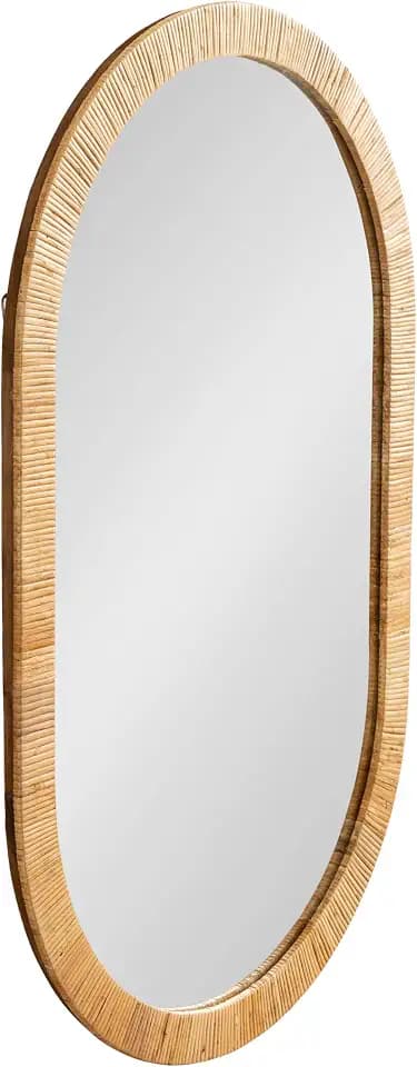 Kate and Laurel Rahfy Boho Oval Rattan Wall Mirror for Bathroom