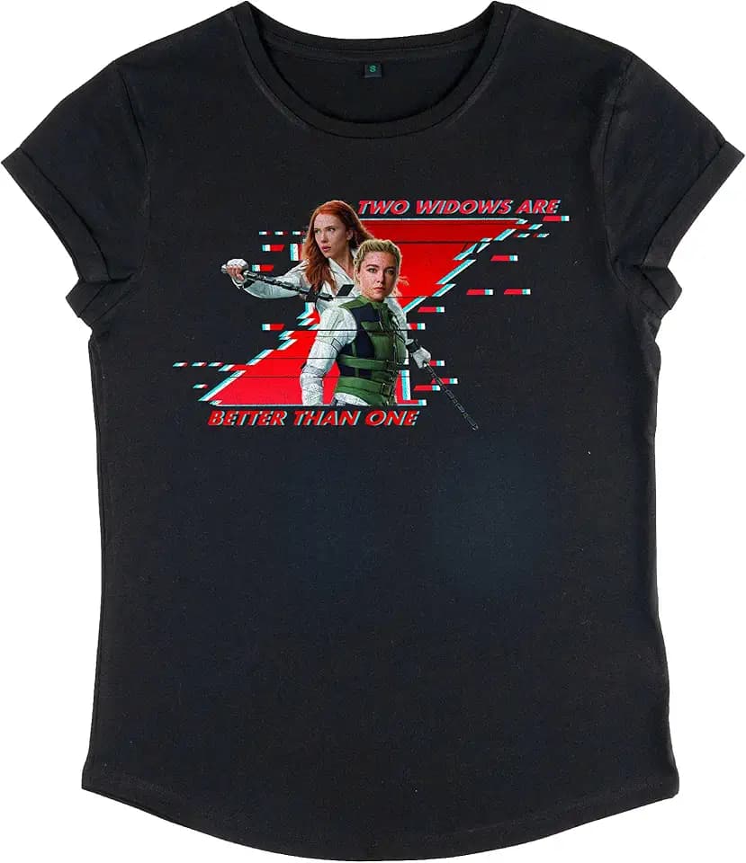 Marvel Damen Black Widow Better Than One Women's Rolled Sleeve T-shirt