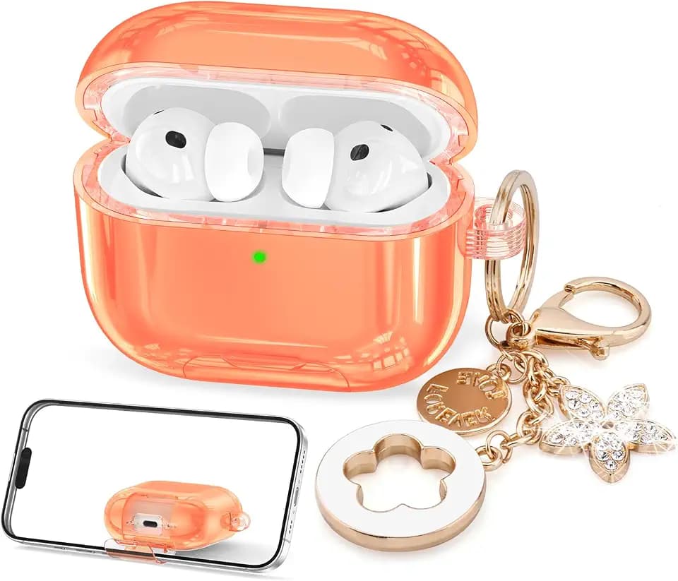 Case for Airpods iPods Pro 3 Case 2025 with Phone Stand for Women-VISOOM Clear Air Pod iPod Pro3 Cases Cover Cute y Airpods Case Pro3 Bling Glitter AirPods Pro3 Cases Hard Shell with Keychain