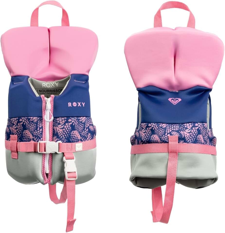 ROXY Life Jacket for Youth/Kid/Toddler, USCG and Transport Canada Approved Type III PFD, Durable UV Resistant Life Vest for Boating Kayaking Paddleboarding Waterskiing Rafting Swimming Watersports