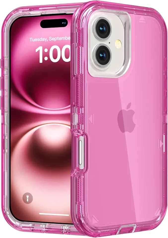 Follaroma for iPhone 16 Case, Shockproof Protection, Hot Pink