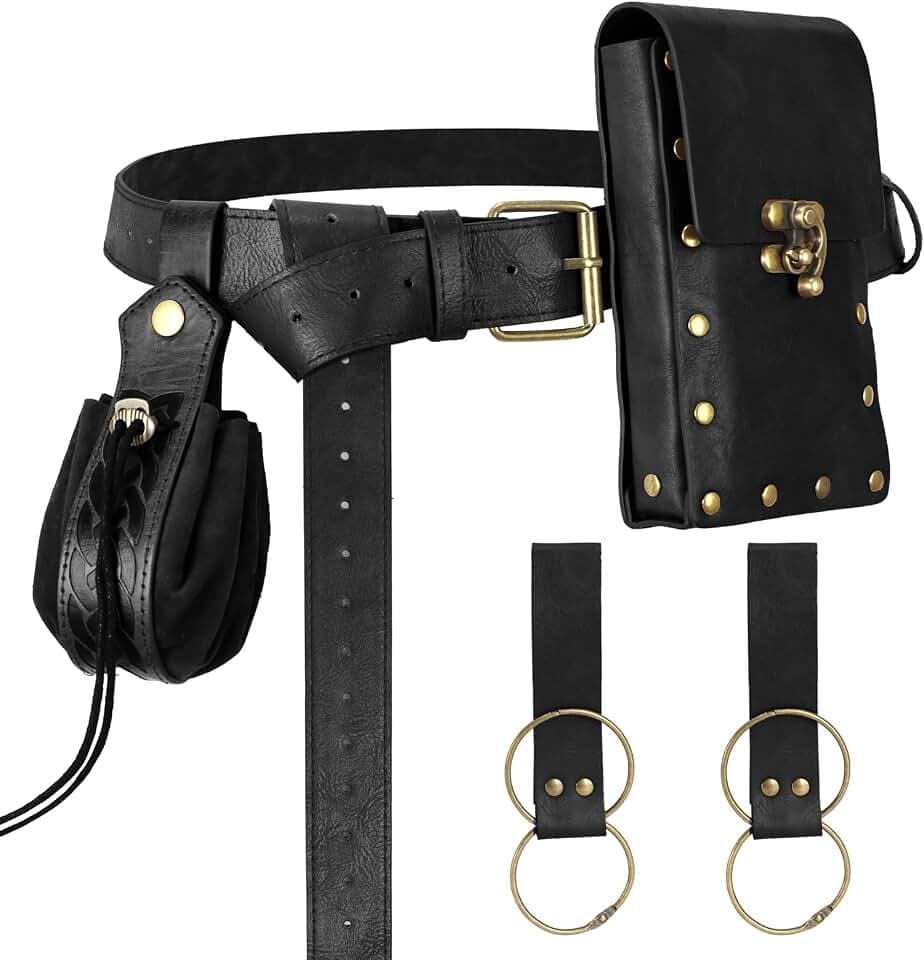 Renaissance Belt Pouch Medieval Pirate Costume Accessories Set for Cosplay