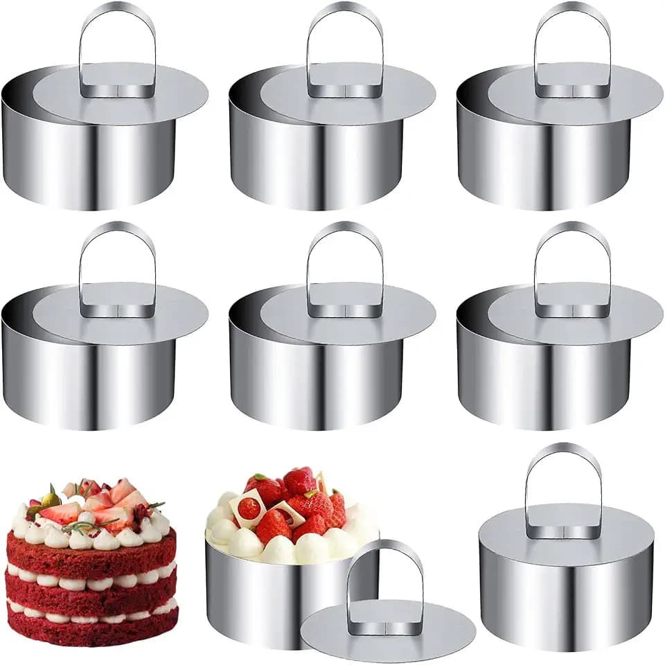 Backringe, 8 Stück Servierring, Dessertringe 8cm, Anrichteringe, Servierringe Edelstahl Set, Törtchen Formen Geeignet für Mousse Desserts Kuchen und Backen