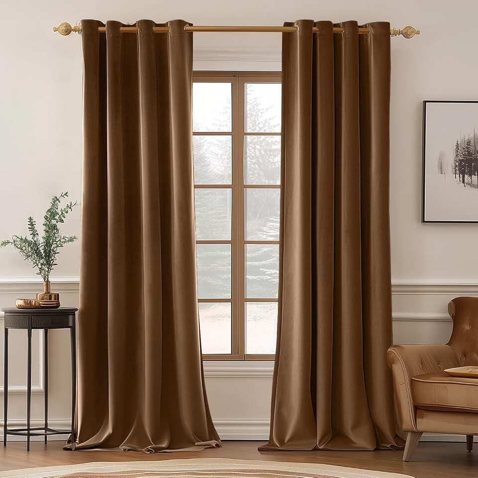 MIULEE Velvet Blackout Curtains Chocolate Brown 52 x 84 Inch Length 2 Panel