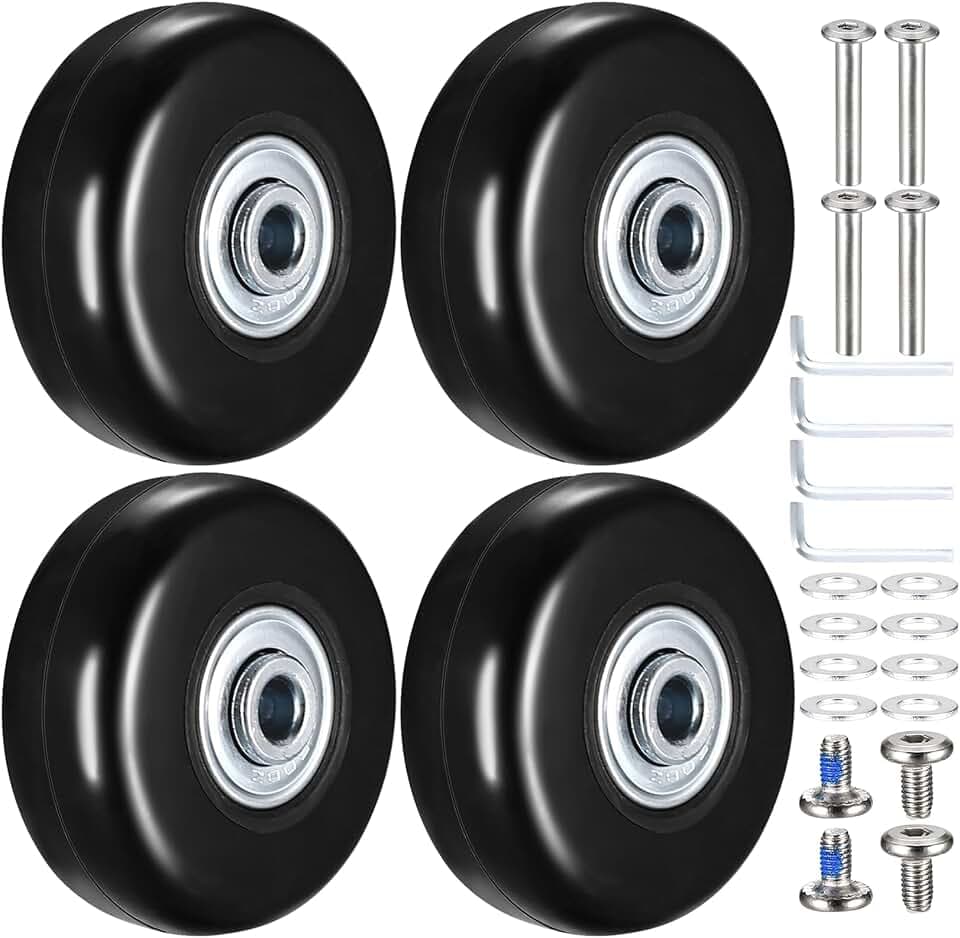Koffer 50x18mm Ersatz Rollen für Koffer Ersatzräder, Gummi Ersatz Wheels für Gepäck Koffer Trolleys
