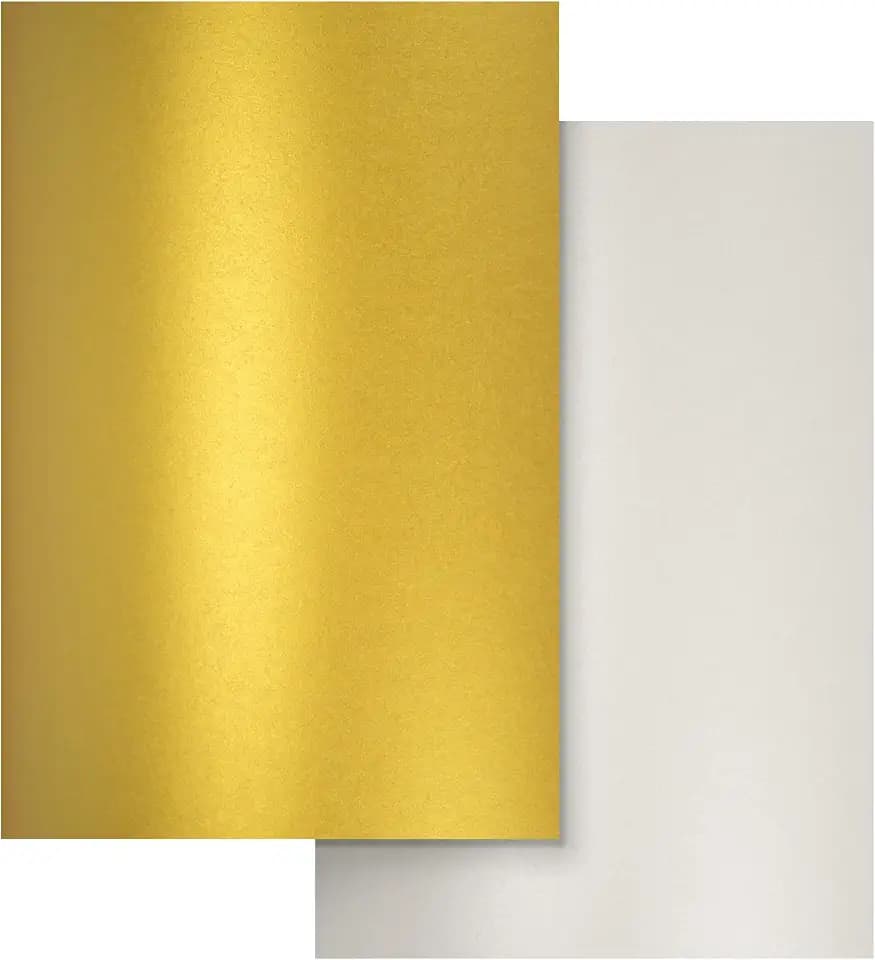 Netuno 20x Bastelpapier Perlmutt Weiß + Gold A4 21x29,7 cm doppelseitig