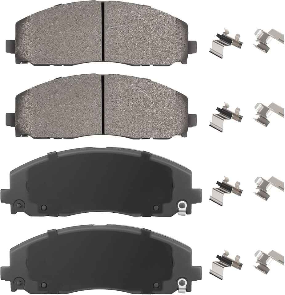 ILONPA Front Semi-metallic Disc Brake Pads Set for Dodge Grand Caravan 12-23, Journey 12-20, for Chrysler Pacifica 17-24, Town & Country 12-16, for Volkswagen Routan 12-14 4PCS(With Hardware)