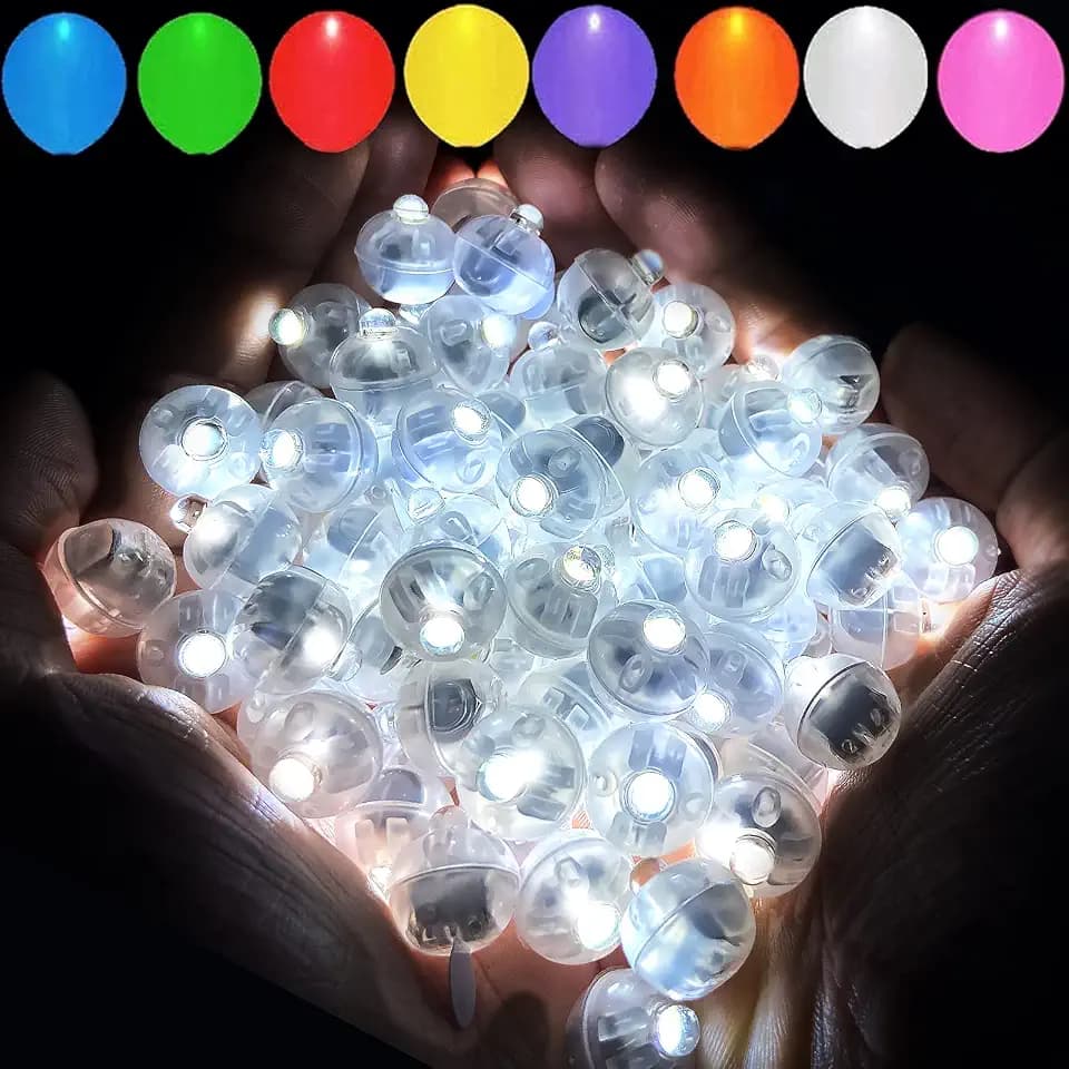 Aogist 100pcs White Balloon Lights,Long Standby Time Waterproof Mini Light,Battery Powered,Round LED Ball Lamp for Latex Balloon Paper Lantern Party Wedding Festival Christmas Halloween Decorative