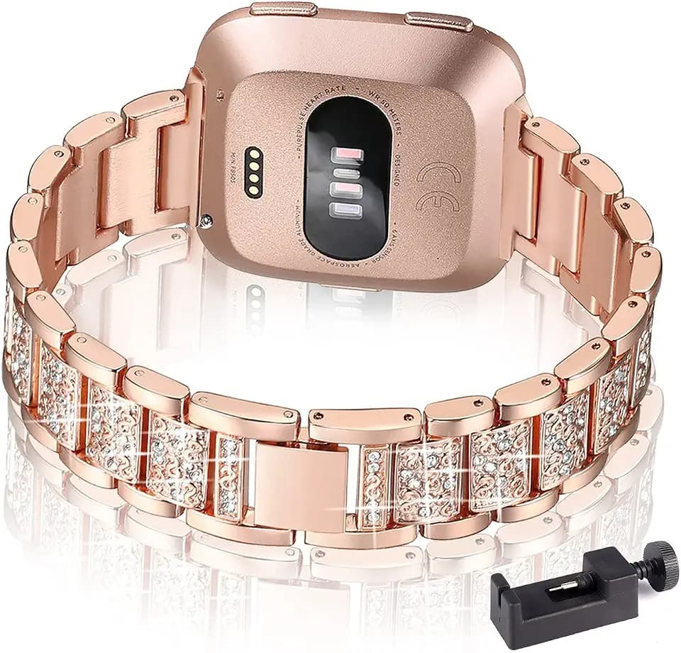 Armband Kompatibel mit Fitbit Versa 4/ Versa 3/ Sense/Sense 2 Armband Edelstahl Für Herren Damen Elegant Metall Uhrenarmband Für Fitbit Versa 4/ Versa 3/ Sense/Sense 2