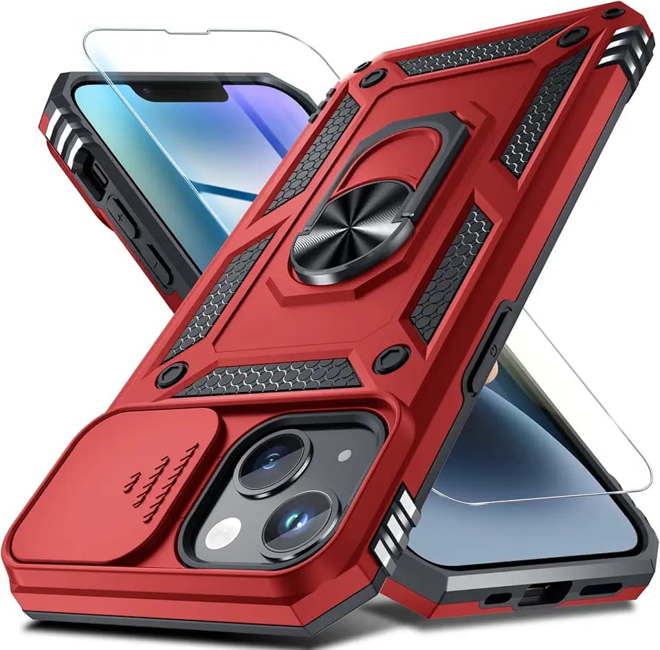 for iPhone 14/iPhone 13 Phone Case Built in Slide Camera Lens Cover