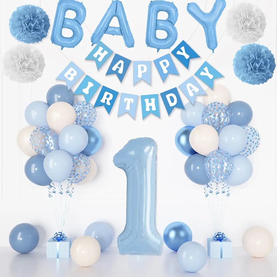 Ouddy Life 1st Birthday Decorations for Boys, 40 Inch Number 1 Balloon