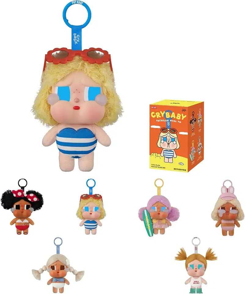 POP MART Crybaby Vacation Mode On Series-Vinyl Plush Pendant Blind Box, Collectible Toys, Summer Vibe, Beach Bag Charms, Accessories, Holiday Birthday Gifts for Girls and Boys, Single Box